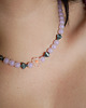 chokery Fioletowy naszyjnik choker z koralików kwiat i pszczółki
