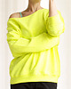 bluza bez kaptura damska Bluza fluo żółta z szerokim dekoltem