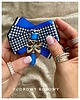 broszki Brosza  z ozdobą w stylu glamour z niebieskimi kamieniami NEW