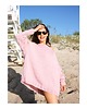 swetry damskie  Sweter handmade oversize  z wełną  pudrowy róż