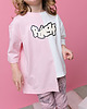 t-shirty dla dziewczynki Różowa=biały t-shirt LUIS