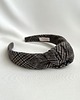 opaski do włosów Wełniana opaska supełkowa w kratkę Grey Check