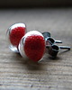 kolczyki wire wrapping czerwone maliny - kolczyki