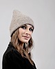 czapki damskie Czapka beanie  chłodny beż  100% merino