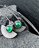 kolczyki srebrne Orientalne kolczyki srebrne wachlarze z zielonym onyksem
