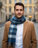 tuby i kominy Szalik Męski  Niebieski Kratka Wełna