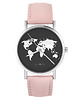 zegarki damskie Zegarek - Mapa świata - skóra, pudrowy róż