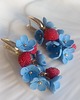 kolczyki z masy plastycznej Kolczyki z truskawkami i niezapominajkami. Handmade