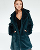 płaszcze damskie Zielony Płaszcz ze Sztucznego Futra