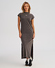 sukienki midi damskie T-shirtowa sukienka maxi z efektem sprania grafitowa