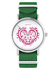 zegarki damskie Zegarek - Serce ornamentowe - zielony, nylonowy