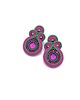 kolczyki soutache Kolczyki sutasz sztyfty małe zielono różowe z kryształkami Gracia