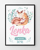 obrazy i plakaty do pokoju dziecięcego Metryczka z sarenkami - plakat
