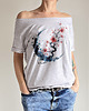 t-shirt damskie Sakura niebieskie koło szary Oversize