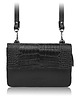 kopertówki Mała torebka damska skórzana kopertówka 2w1 croco czarna AY-21-CRBL