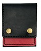 portfele damskie Czarno-czerwony portfel skórzany ręcznie uszyty na karty.