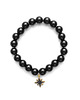 bransoletki z kamieni naturalnych Bransoletka elastyczna Black Stone i Cyrkonie Micro Pave
