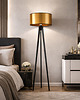 lampy podłogowe Czarna lampa stojąca z miedzianym kloszem MIAMI MIRROR tripod trójnóg