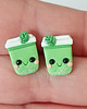 kolczyki z masy plastycznej Zielone Kolczyki Zielona Herbata Matcha