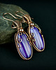 kolczyki wire wrapping Kolczyki z fioletowymi agatami