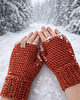 rękawiczki damskie Mitenki wełniane  pomarańczowe