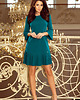 sukienki midi damskie 228-5 LUCY - plisowana wygodna sukienka - NIEBIESKA