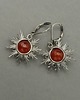 kolczyki wire wrapping Czerwone kolczyki słońce gwiazdki karneol wire wrapping słoneczka