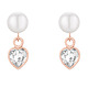 kolczyki pozłacane Kolczyki z różowego złota perły z sercami SWAROVSKI CRYSTAL