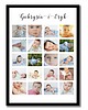 obrazy i plakaty do pokoju dziecięcego Plakat z 20 zdjęciami dziecka, personalizowany, metryczka, pierwszy rok życia