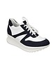 sneakersy damskie Sneakersy skórzane -  biało granatowe- snurowane   (6166)