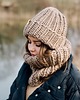 czapki damskie Peruvian WOOLY- komplet zimowy czapka i komin- toffi