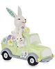 ozdoby wielkanocne Dekoracja - króliki w samochodzie z kwiatami 20x10,5x19 cm zielony