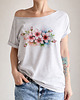 t-shirt damskie Kwiaty jabłoni w akwareli Szary Oversize