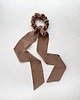 gumki do włosów Scrunchie Cappuccino 8 cm  z odwiązywaną szarfą 87 cm
