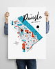 plakaty Warszawa Mapa Powiśle plakat 50x70 cm