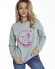 bluza bez kaptura damska Bluza dresowa bawełniana z haftem kolibra magenta