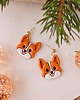 kolczyki z masy plastycznej Urocze kolczyki ze stali chirurgicznej pieski Corgi / Akita / Shiba, beżowe psy