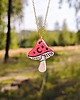 wisiory Naszyjnik grzybek różowy magiczne akcesoria kawaii leśny motyw, boho