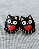 kolczyki z masy plastycznej Kolczyki czarne kotki z serduszkiem