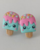 kolczyki z masy plastycznej Śmieszne Małe Kolczyki Lody na patyku kawaii