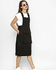 sukienki midi damskie Czarna sukienka ogrodniczka Celestyna z lnu