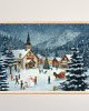 obrazy i plakaty do pokoju dziecięcego PLAKAT zimowa wioska ilustracja górski krajobraz zimowy