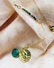 złote naszyjniki NASZYJNIK NEFRYT z monetą , zielony kamień