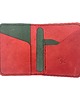 portfele damskie Zielono-czerwony portfel ręcznie uszyty ze skóry garbowanej roślinnie.