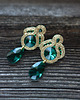 kolczyki soutache Szmaragdowo- złote  kolczyki soutache