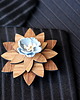 spinki do mankietów Drewniana elegancka wpinka do garnituru IRYS