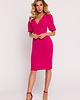 sukienki midi damskie Sukienka z dekoltem i mocno zaznaczoną talią - fuksja(M-779)