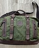 torby podróżne Zielona torba podróżna z bawełny woskowanej i skóry w stylu Vintage.