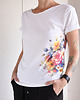 t-shirt damskie Kwiaty na boku Biały Oversize