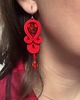 kolczyki soutache Czerwone eleganckie kolczyki sutasz z kryształkami